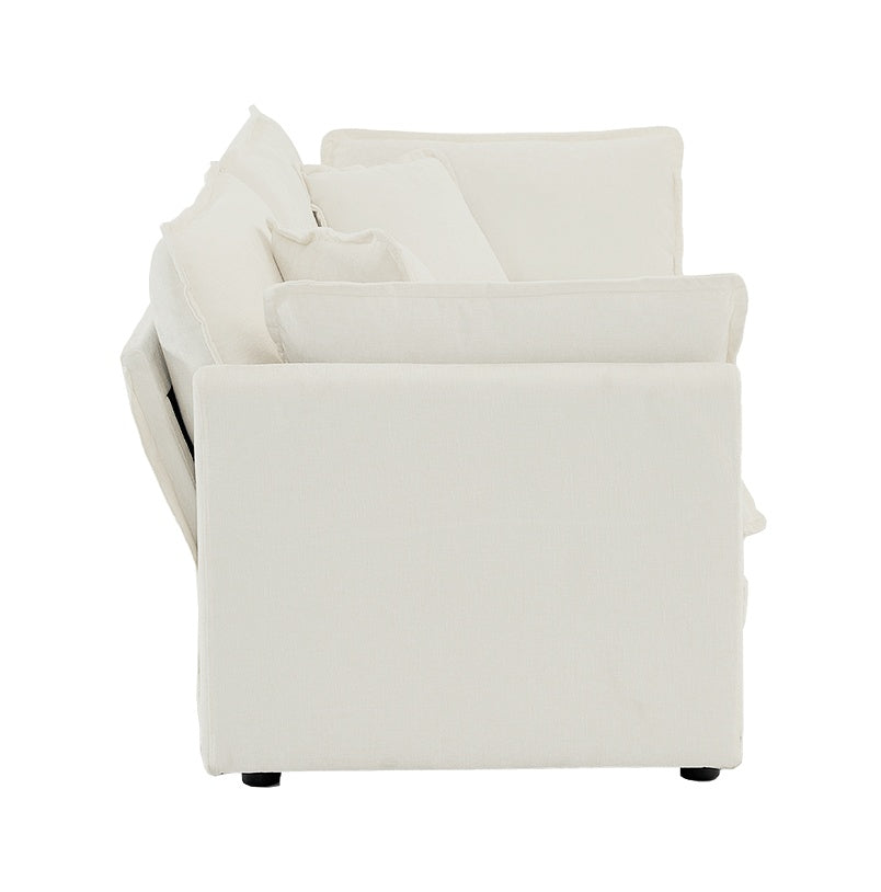 Cloud Fabric Loveseat in white chenille - view 4