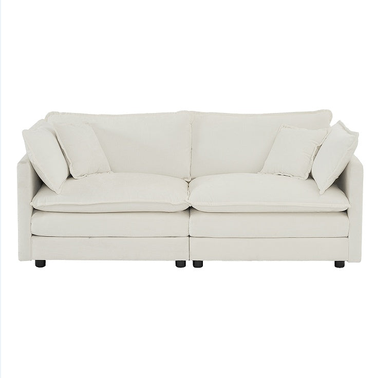White chenille loveseat with 4 pillows - SIVIA Sofa