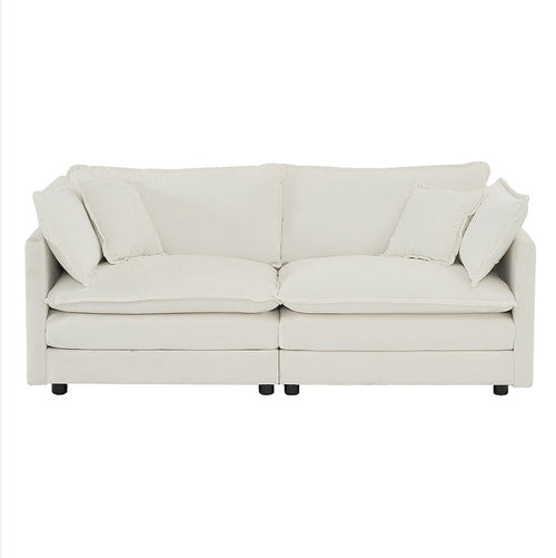 White chenille loveseat with 4 pillows - SIVIA Sofa