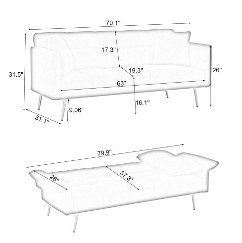Versa Convertible Futon in velvet - view 2