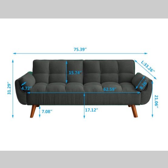 Dark grey linen fabric sofa in a modern living room - SIVIA Sofa