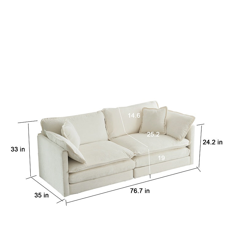 Cloud Fabric Loveseat in white chenille - view 2