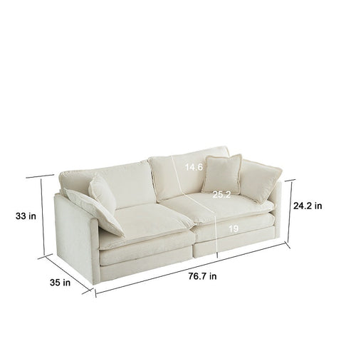 Cloud Fabric Loveseat in white chenille - view 2
