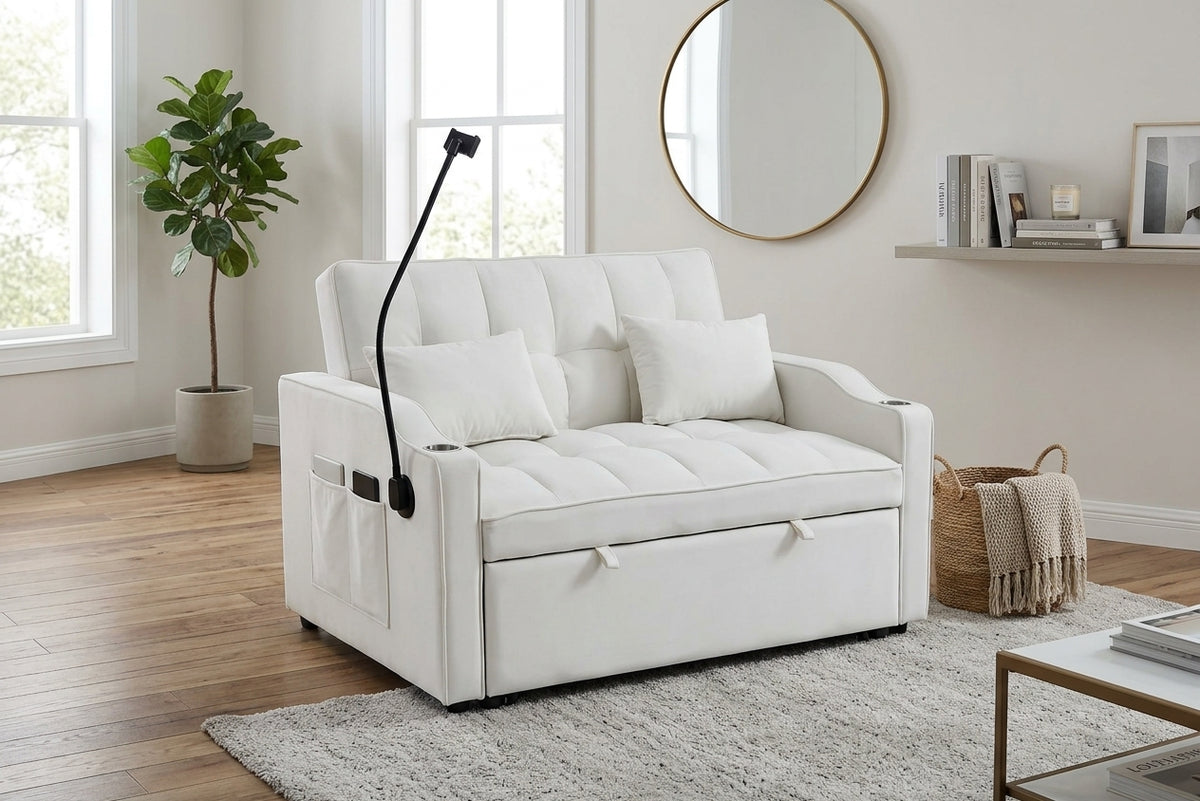 Dune Velvet 3-in-1 Sofa Bed in beige velvet - view 5