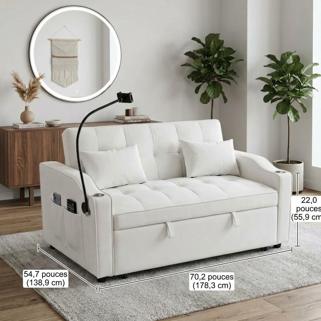 Dune Velvet 3-in-1 Sofa Bed in beige velvet - view 2