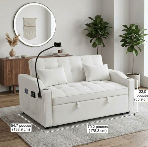 Dune Velvet 3-in-1 Sofa Bed in beige velvet - view 2