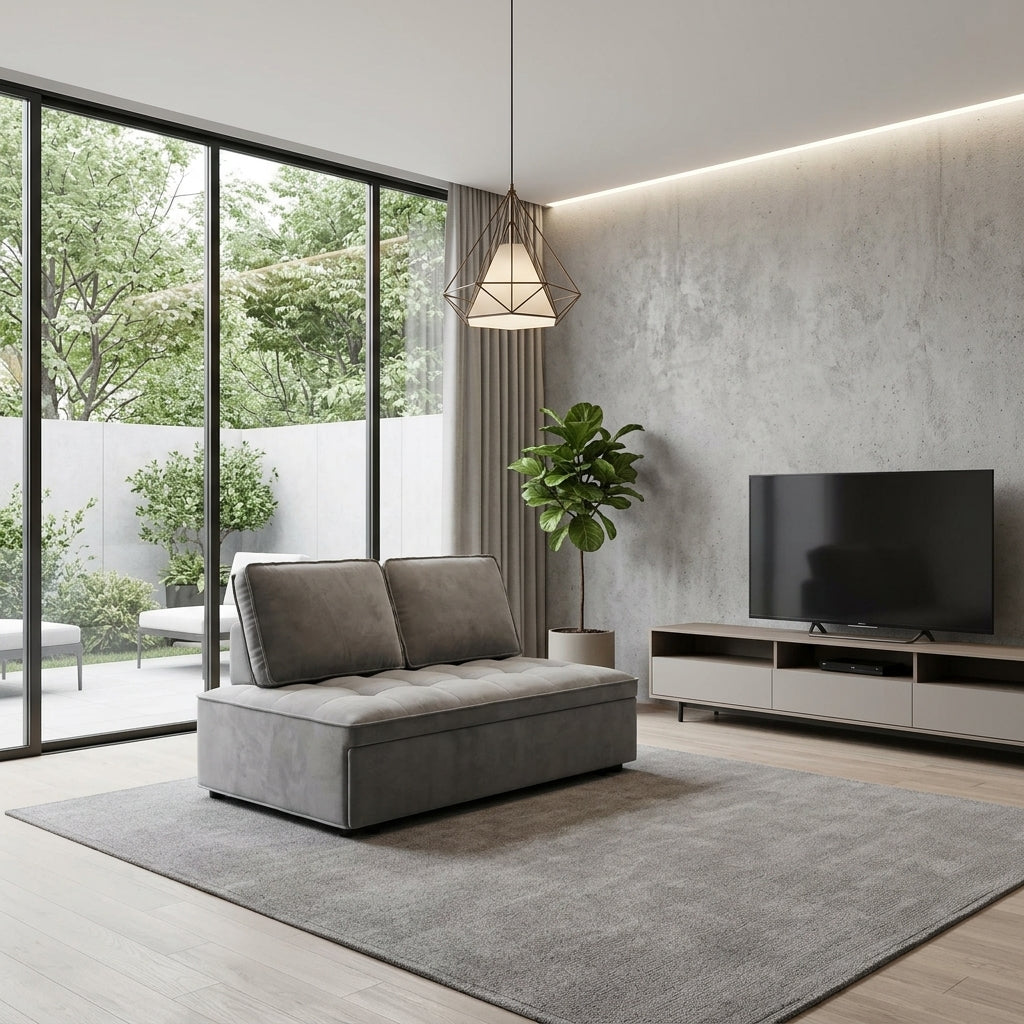 Moonlight Velvet Sleeper Sofa in gray velvet - SIVIA Sofa