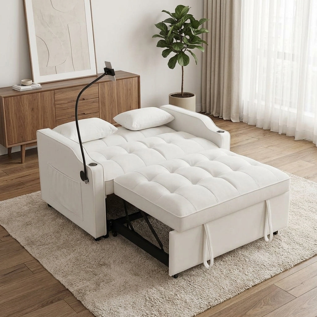 Dune Velvet 3-in-1 Sofa Bed in beige velvet - view 3